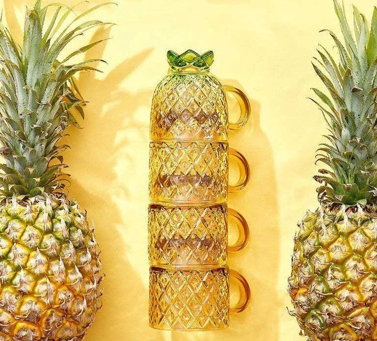 Creative Glass Pineapple Cup Set 4 -