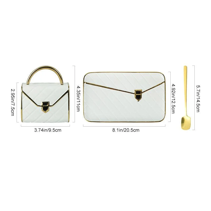 Creative Handbag Shaped Mug with Saucer and Spoon -  - #tag1#