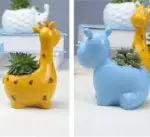 Creative Resin Animal Flower Pots Cute Hippo and Giraffe Planters