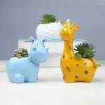 Creative Resin Animal Flower Pots Cute Hippo and Giraffe Planters
