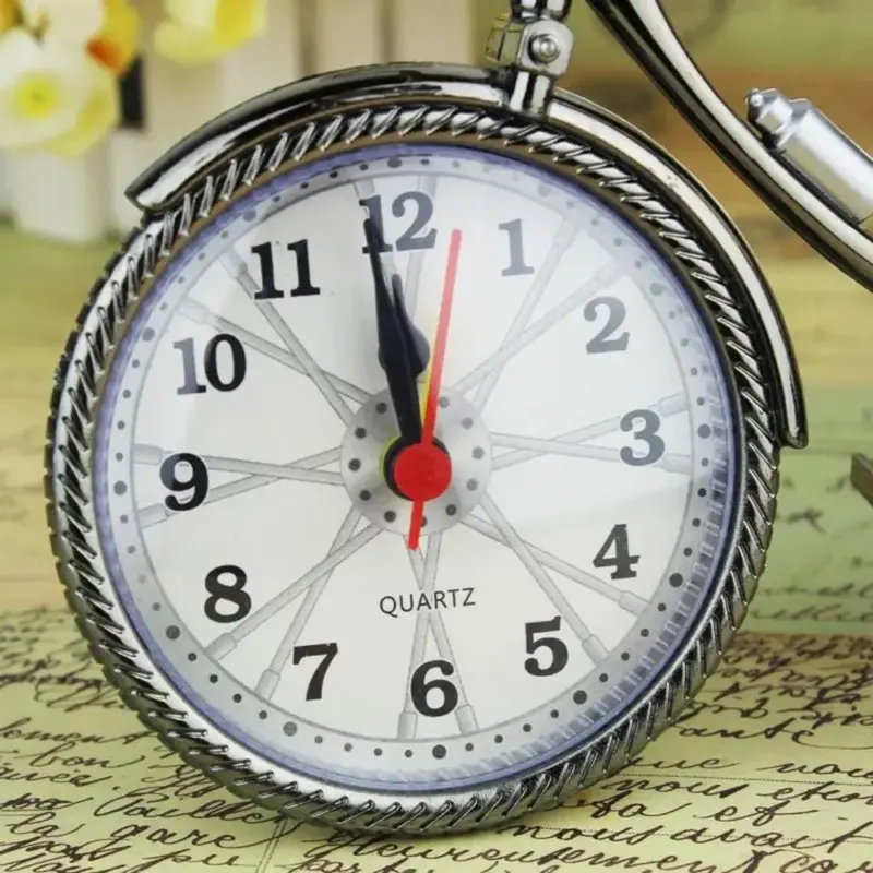 Creative Retro Bicycle Alarm Clock Vintage Style Plastic tag1