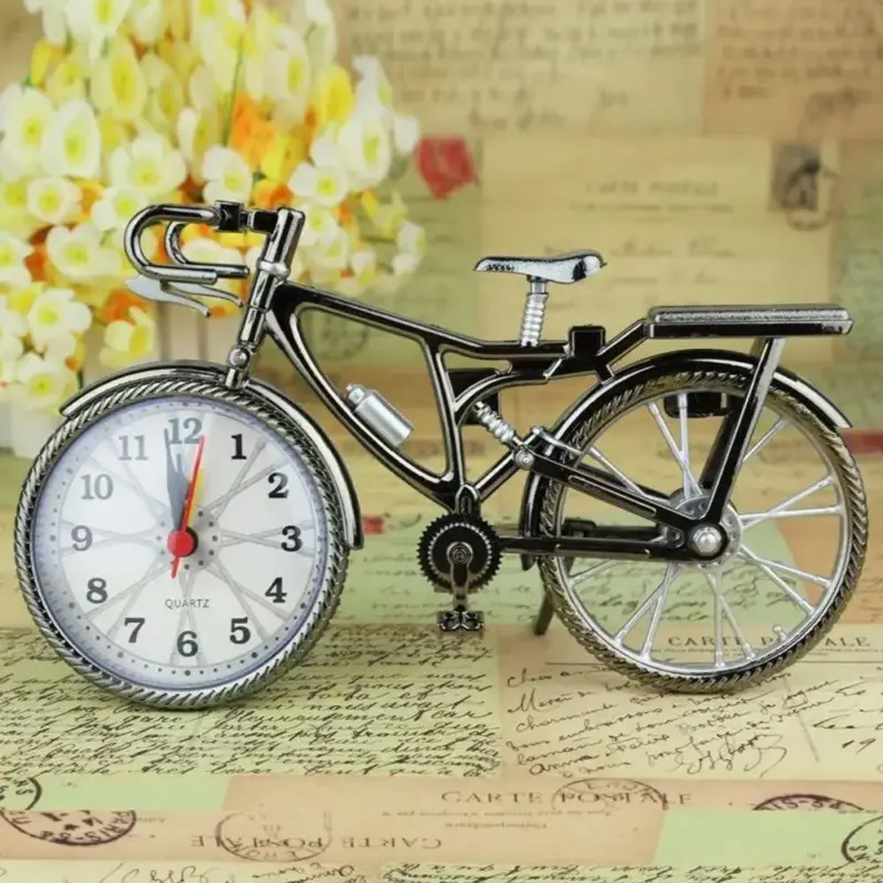 Creative Retro Bicycle Alarm Clock Vintage Style Plastic tag1