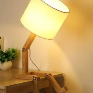 Creative Small Wooden Robot Lamp - 
