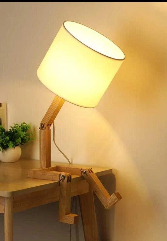 Creative Small Wooden Robot Lamp -