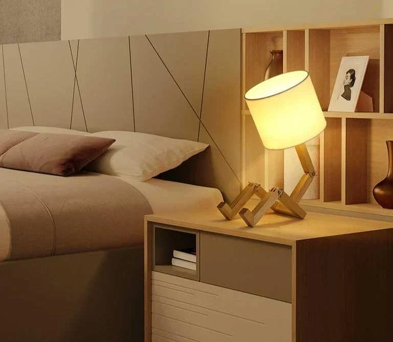 Creative Small Wooden Robot Lamp -