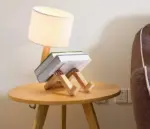 Creative Small Wooden Robot Lamp