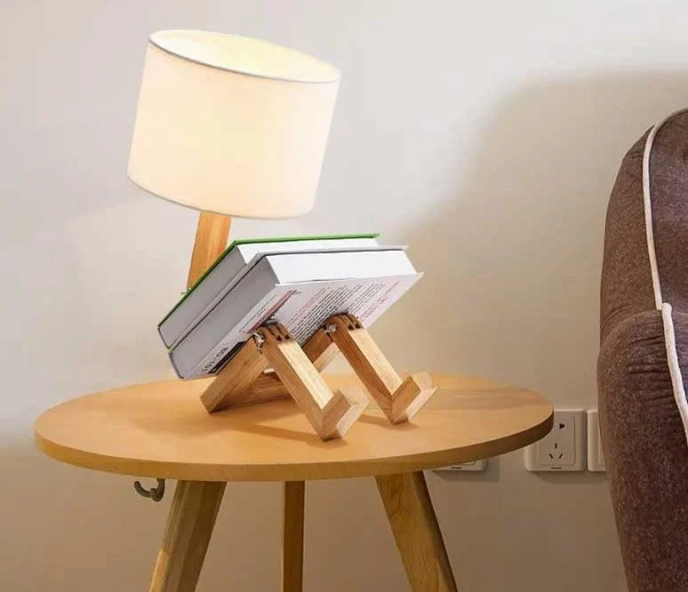 Creative Small Wooden Robot Lamp -