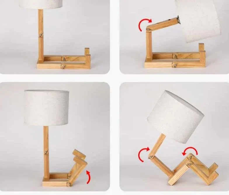 Creative Small Wooden Robot Lamp -