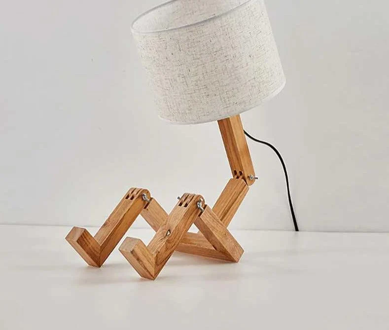 Creative Small Wooden Robot Lamp -