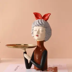 Creative Tray Girl Figurine Keys Holder