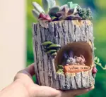 Creative Tree House Animals Flower Pot