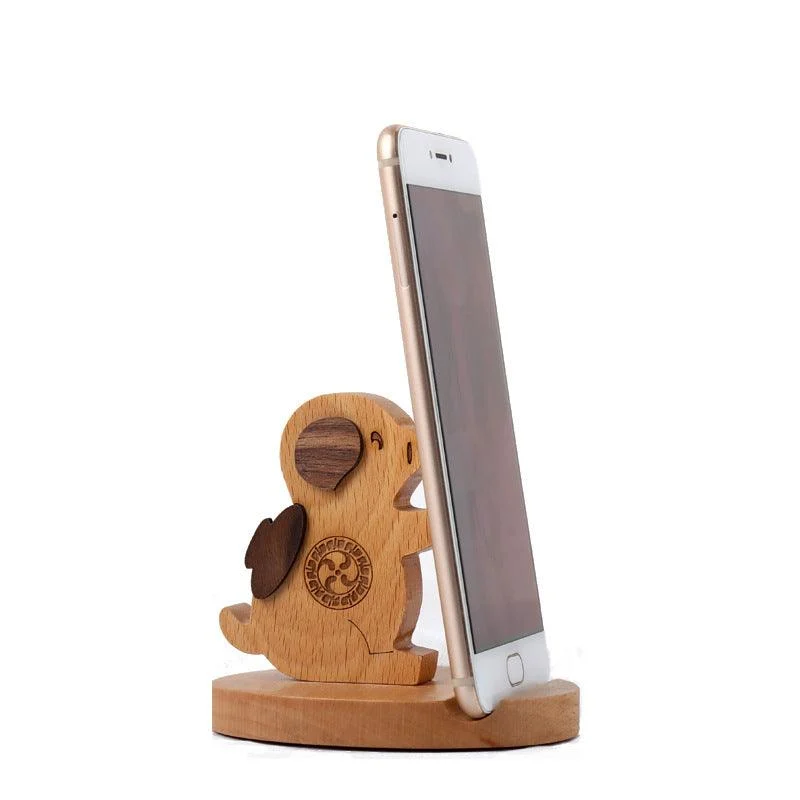 Creative beech wood mobile phone holder – with coin pocket and engraving -  - #tag1#