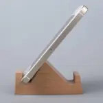 Creative beech wood mobile phone holder with coin pocket and engraving tag1