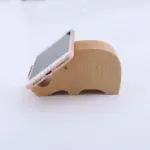 Creative beech wood mobile phone holder with coin pocket and engraving tag1