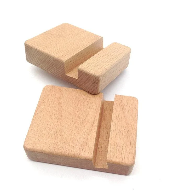 Creative beech wood mobile phone holder – with coin pocket and engraving -  - #tag1#