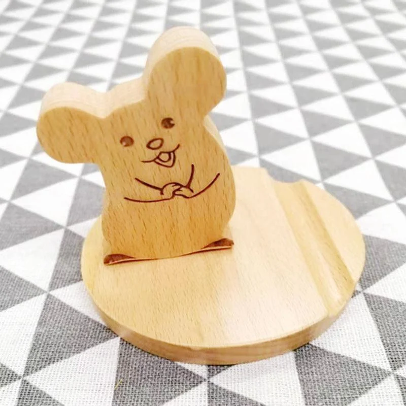 Creative beech wood mobile phone holder – with coin pocket and engraving -  - #tag1#