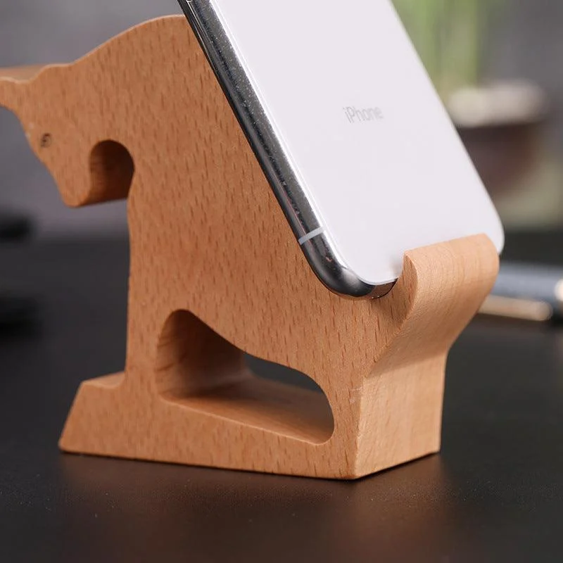 Creative beech wood mobile phone holder – with coin pocket and engraving -  - #tag1#