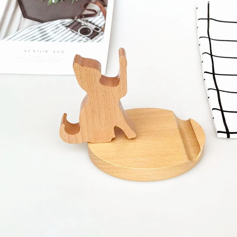 Creative beech wood mobile phone holder – with coin pocket and engraving -  - #tag1#