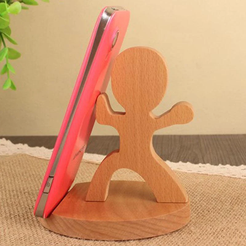 Creative beech wood mobile phone holder – with coin pocket and engraving -  - #tag1#