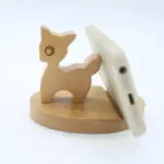 Creative beech wood mobile phone holder with coin pocket and engraving tag1
