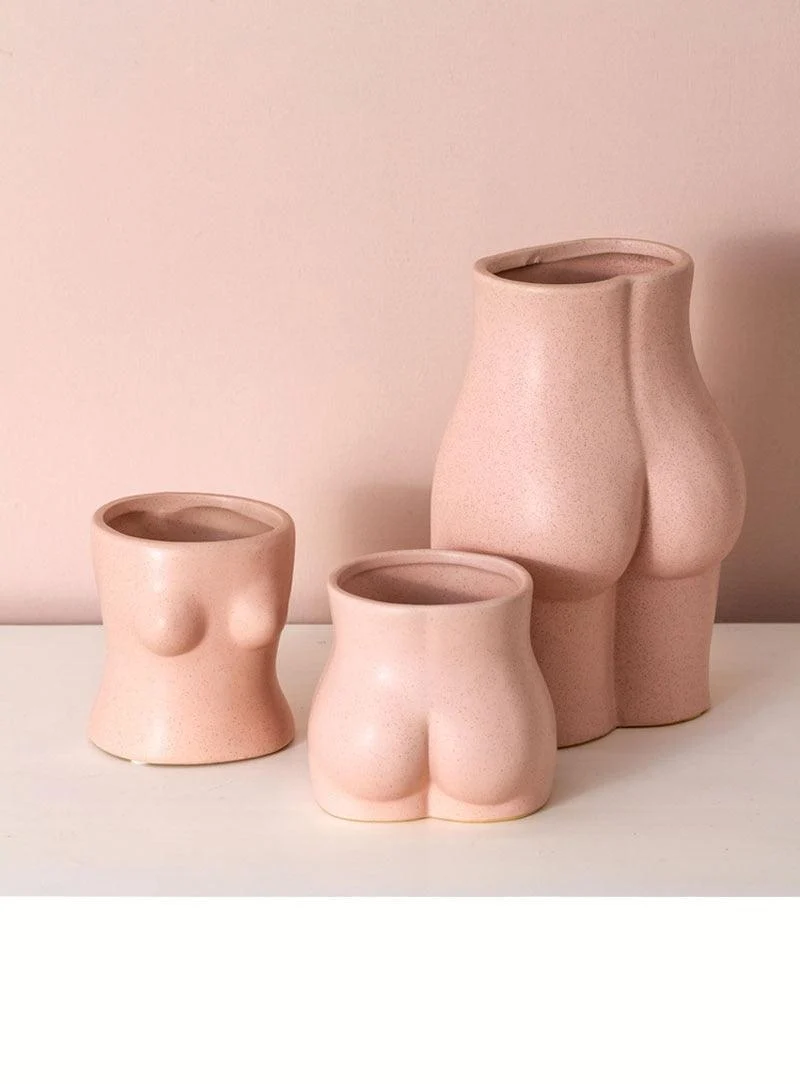 Creative pink body art ceramic vase gardening flower pot decor Home decor accessories modern minimalist style ornaments gift -  - #tag1#