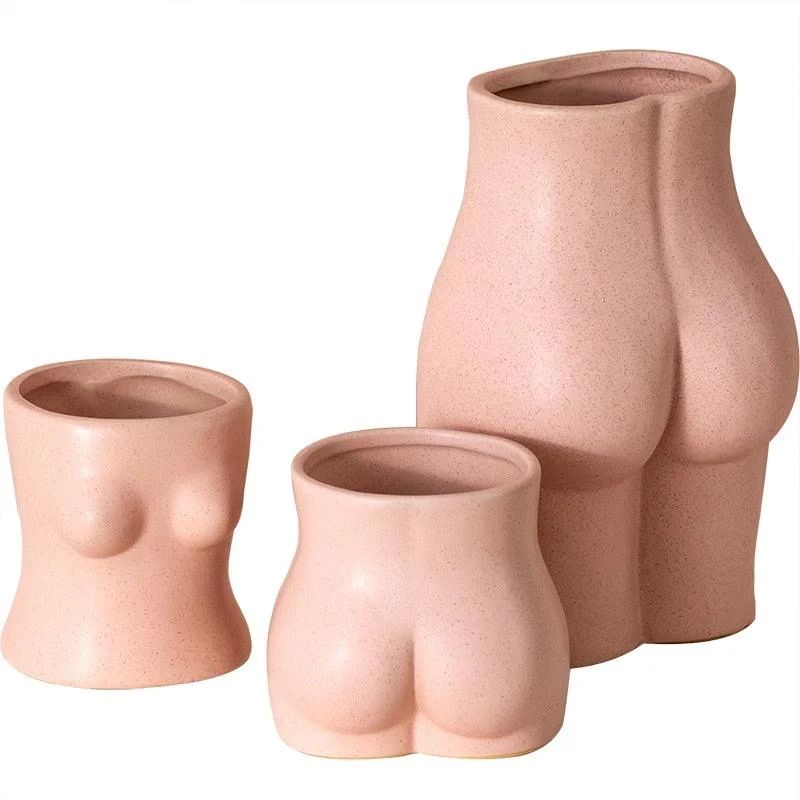 Creative pink body art ceramic vase gardening flower pot decor Home decor accessories modern minimalist style ornaments gift -  - #tag1#