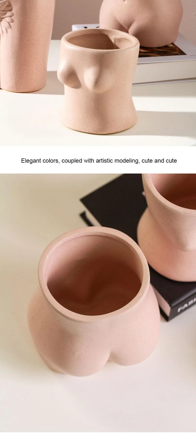 Creative pink body art ceramic vase gardening flower pot decor Home decor accessories modern minimalist style ornaments gift -  - #tag1#