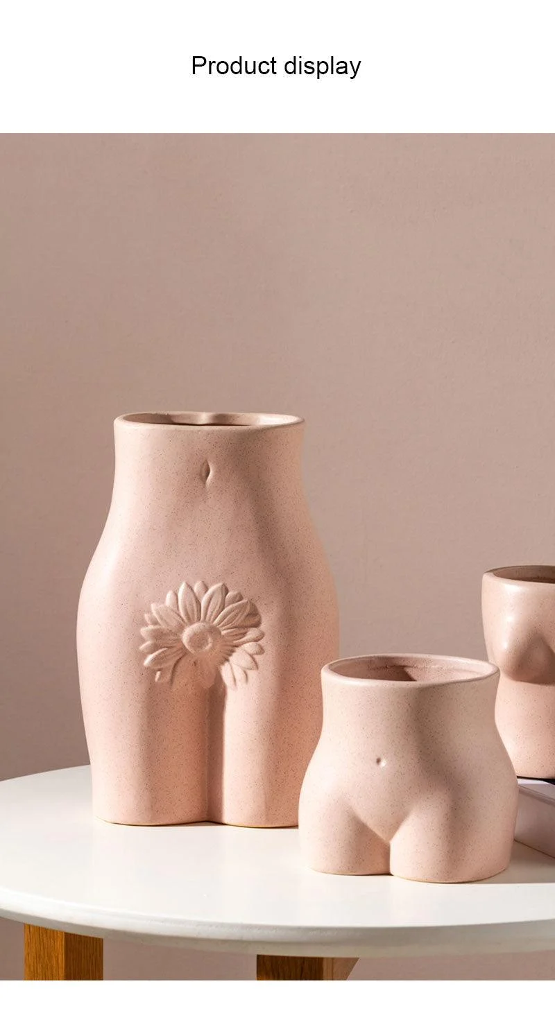 Creative pink body art ceramic vase gardening flower pot decor Home decor accessories modern minimalist style ornaments gift -  - #tag1#