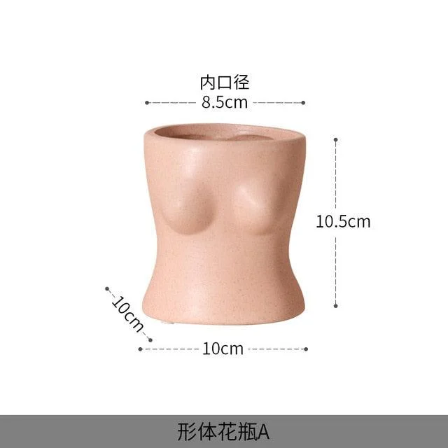 Creative pink body art ceramic vase gardening flower pot decor Home decor accessories modern minimalist style ornaments gift -  - #tag1#