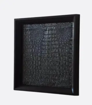 Croc Leather Wall Art Framed Black 35 x 35 cm