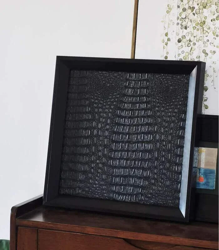 Croc Leather Wall Art Framed Black 35 x 35 cm -  - #tag1#
