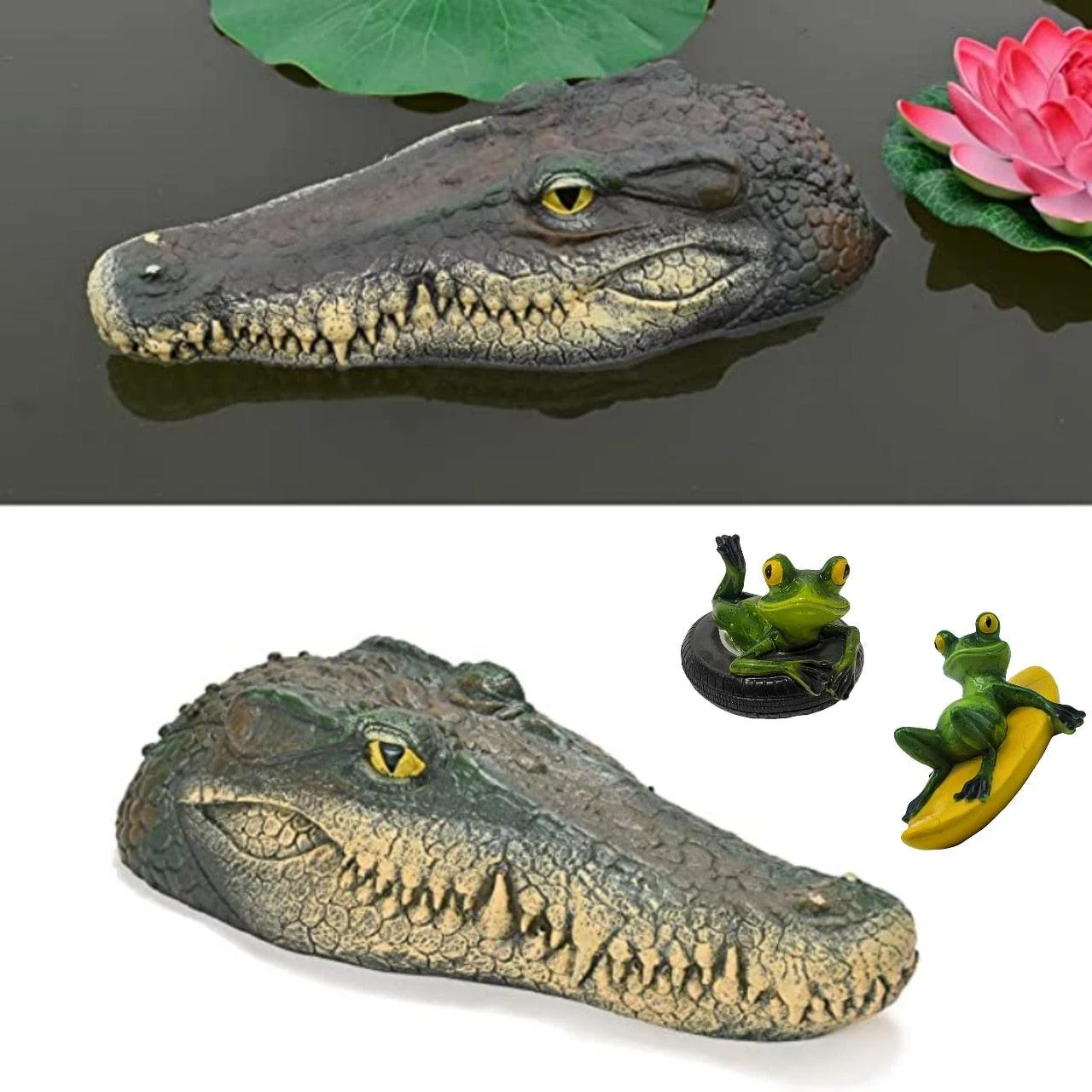 Crocodile head Frog Animal Floating Statue -