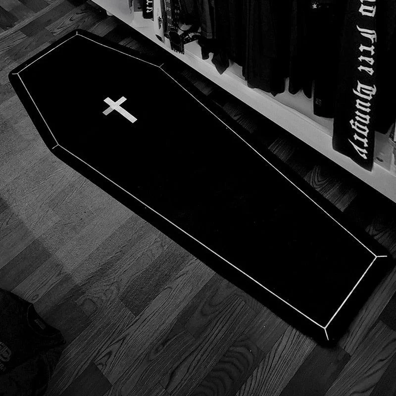 Cross Gothic Vampire Coffin & Skeleton Rug -