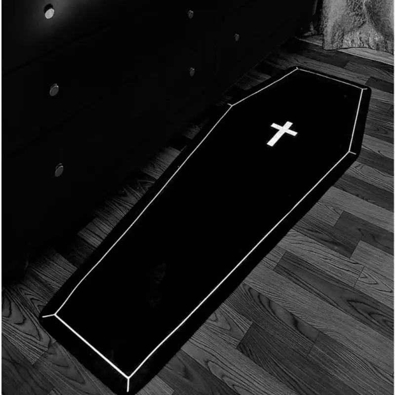 Cross Gothic Vampire Coffin Skeleton Rug