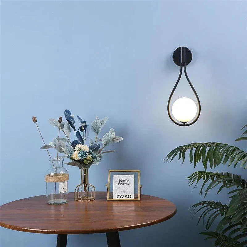 CrystalGleam - Metal Glass Ball LED Wall Lamp -  - #tag1#