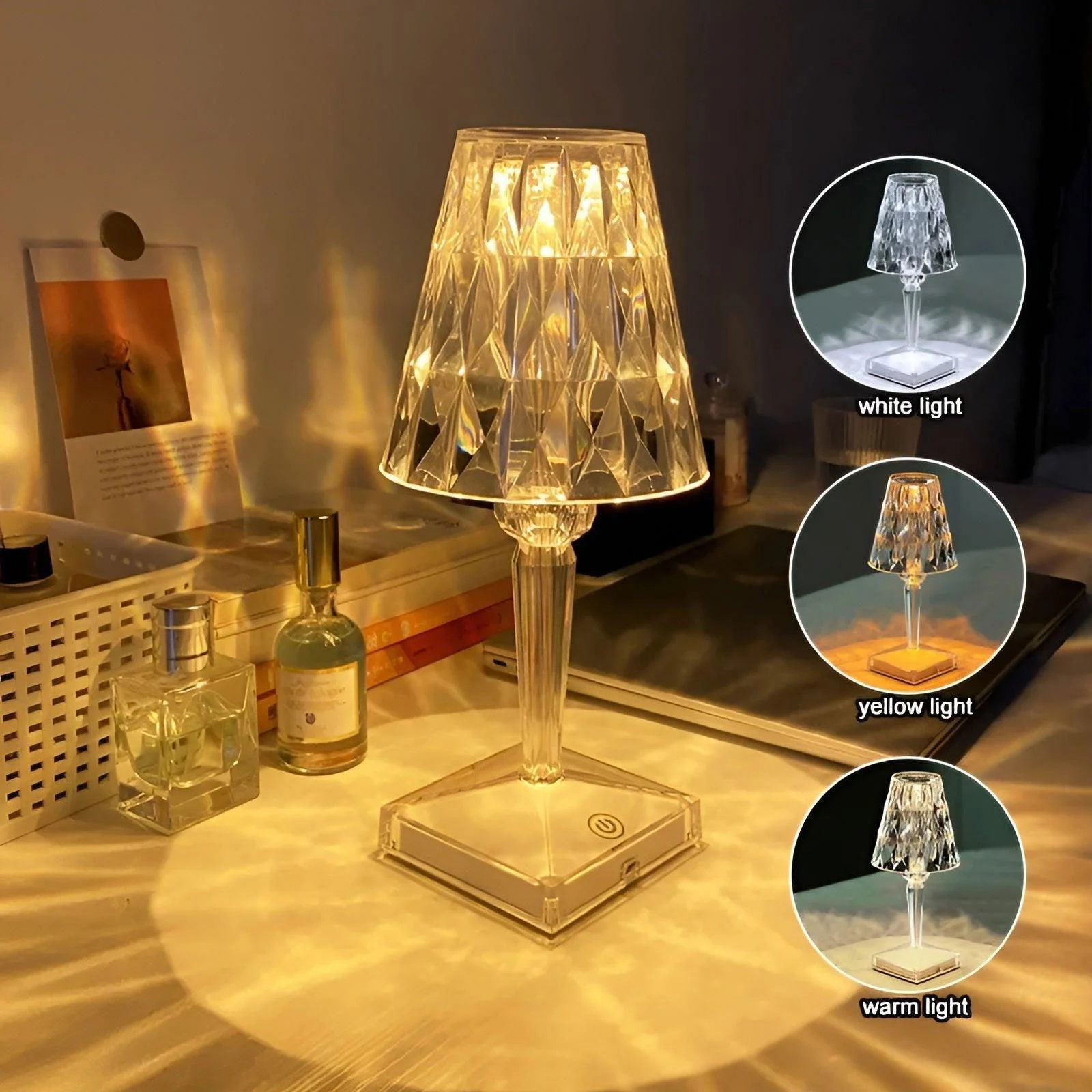 CrystalGlow - LED Crystal Table Lamp Projection Night Light -  - #tag1#