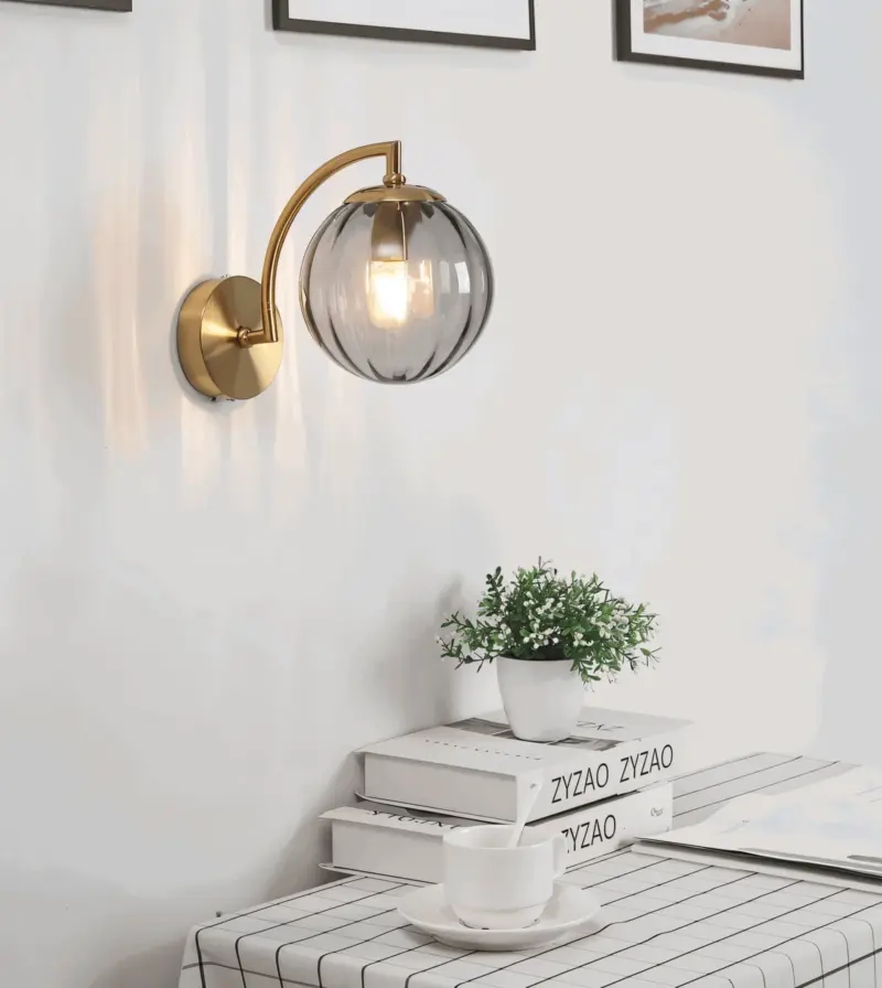 CrystalGlow Wall Lamp Globe Lights Indoor Retro Glass LED Bedroom Wall Lamp tag1