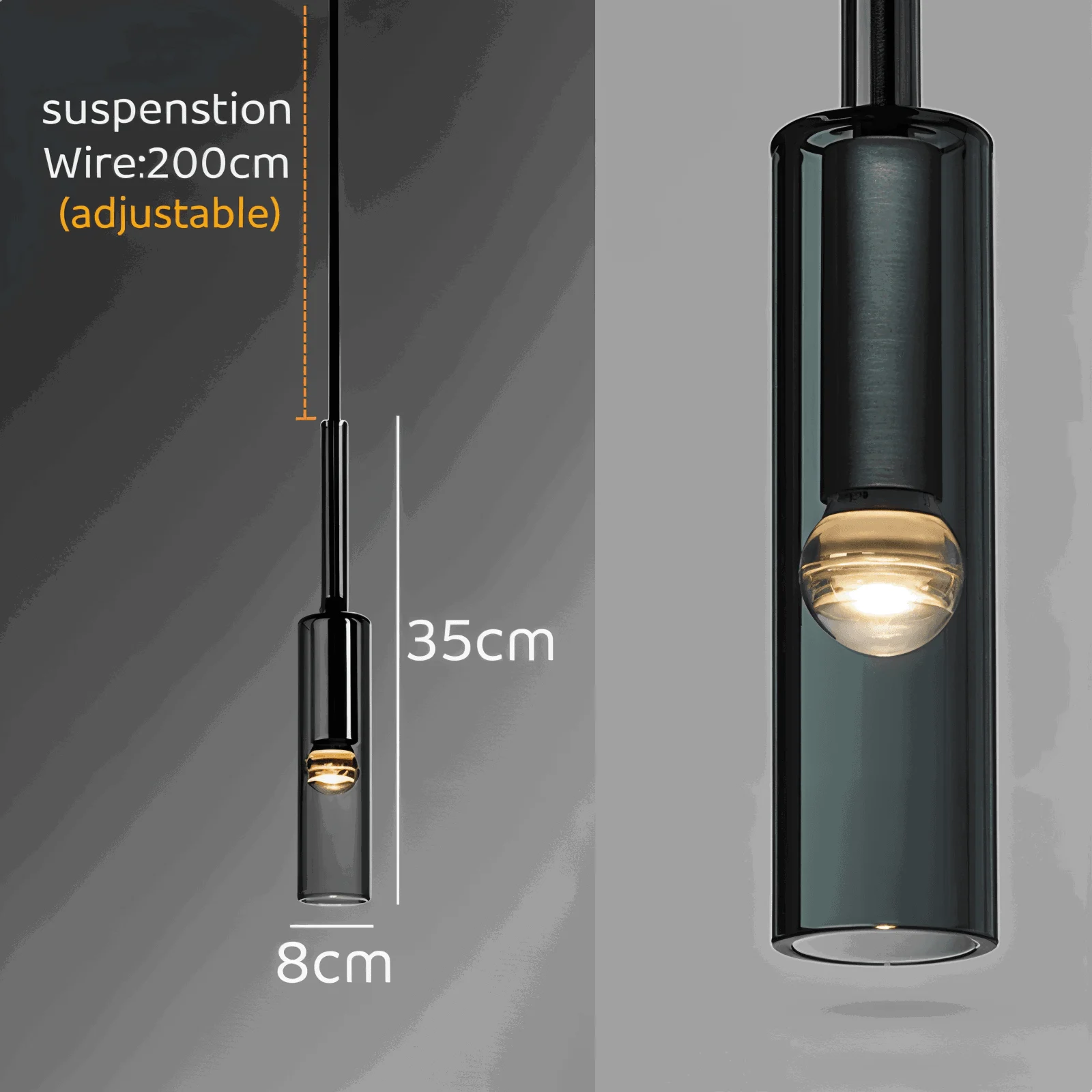 CrystalTube Glass Hanging Lamps - Cylinder Pendant Light -  - #tag1#
