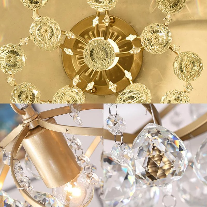 Crystal Ball Spiral Semi-Flush Ceiling Light Postmodern 1-Light Brass Ceiling Lamp Fixture -  - #tag1#