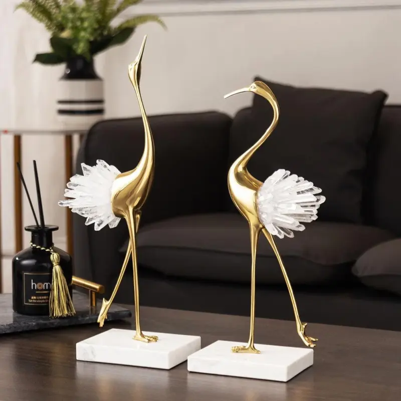 Crystal Crane Sculpture Decor tag1