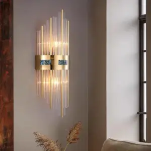 Crystal Crystal LED Wall Lamp Gold, Living Room/Bedroom, Metal/Acrylic