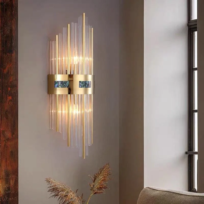 Crystal Crystal LED Wall Lamp Gold, Living Room/Bedroom, Metal/Acrylic -  - #tag1#