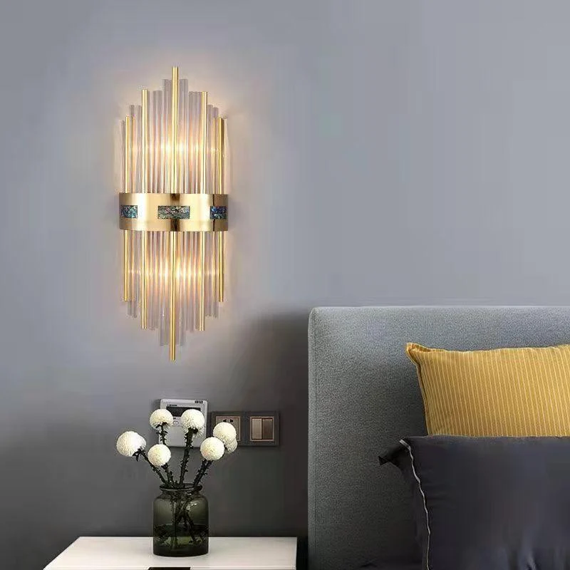 Crystal Crystal LED Wall Lamp Gold, Living Room/Bedroom, Metal/Acrylic -  - #tag1#