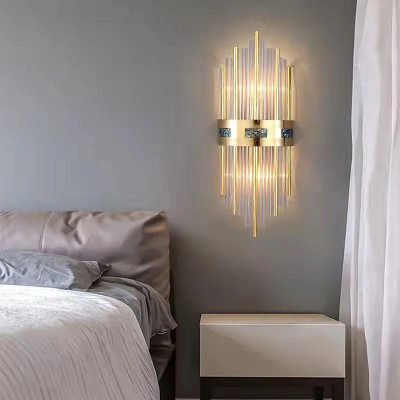 Crystal Crystal LED Wall Lamp Gold, Living Room/Bedroom, Metal/Acrylic -  - #tag1#