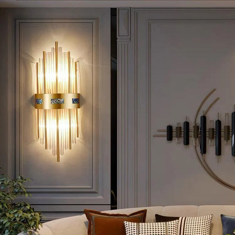Crystal Crystal LED Wall Lamp Gold, Living Room/Bedroom, Metal/Acrylic -  - #tag1#