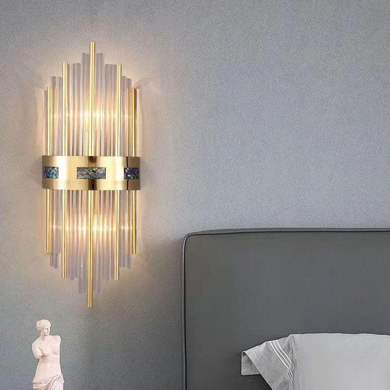 Crystal Crystal LED Wall Lamp Gold, Living Room/Bedroom, Metal/Acrylic -  - #tag1#