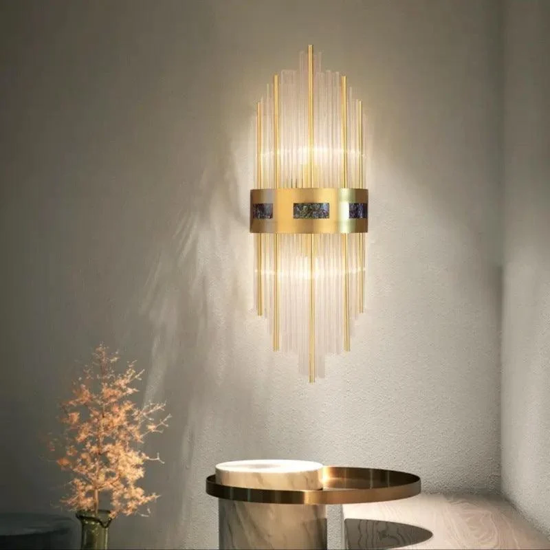 Crystal Crystal LED Wall Lamp Gold, Living Room/Bedroom, Metal/Acrylic -  - #tag1#