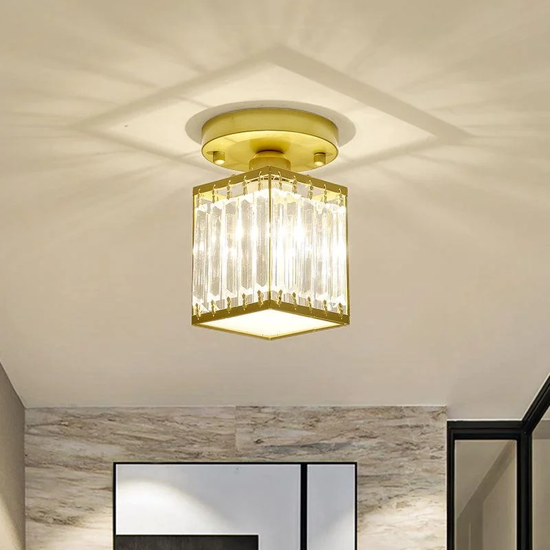 Crystal Foyer Ceiling Lamp - Modern Black/Gold Semi-Flush Design -  - #tag1#