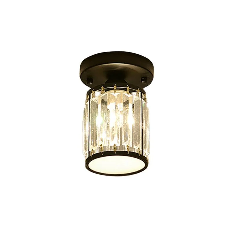 Crystal Foyer Ceiling Lamp - Modern Black/Gold Semi-Flush Design -  - #tag1#