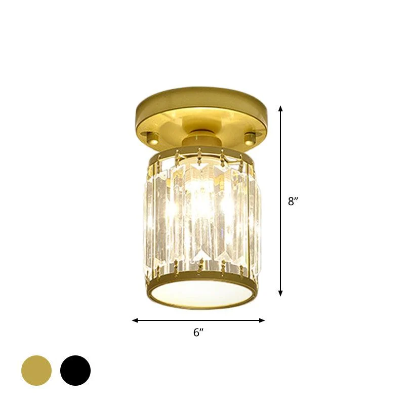 Crystal Foyer Ceiling Lamp - Modern Black/Gold Semi-Flush Design -  - #tag1#